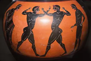 Face To Face Prints: Greek Vase, Black-figure Amphora depicting Boxing Scene, c6th century BC