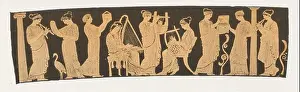 Greek vase painting showing the 9 muses