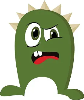 Vector Vectors Prints: A green angry monster with green eyes