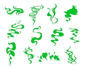 Odor Prints: Green bad smell clouds, stink smoke odor or toxic gas and fart