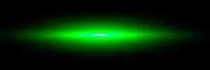 Laser Prints: Green beam with sparkling lens flare effect illuminating horizontally