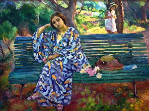 Oils Prints: On the Green Bench 1911 Henri Lebasque 1865-1937 France French