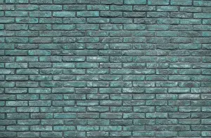 Brick Wall Prints: Green brick wall background, wallpaper. Green bricks pattern, texture