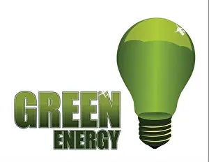 Friendliness Prints: Green energy light-bulb isolated over a white background