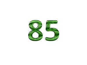 Green Number 85 isolated white background