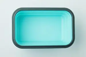 Conserve Prints: Green empty rectangle plastic container above top view isolated