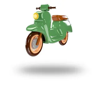 Hurry Prints: Green scooter for delivery food and package. 3d render