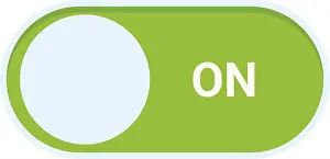 Switch Prints: Green toggle switch button showing the on state, for activating or deactivating something