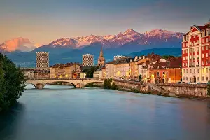 Grenoble. Cityscape image of Grenoble, France during sunset