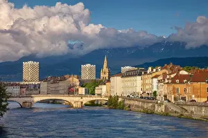Grenoble. Cityscape image of Grenoble, France during sunset