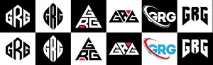 GRG letter logo design in six style