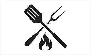 Roast Prints: Grill Tools Silhouette BBQ Barbecue Cooking Utensil Icons