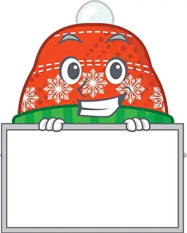 Bring Prints: Grinning with board winter hat isolated in the character