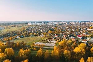 Images Dated 16th October 2019: Grodno, Belarus. Aerial Bird's-eye View Of Hrodna Cityscape Skyline