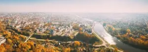 Grodno Region Prints: Grodno, Belarus. Aerial Bird's-eye View Of Hrodna Cityscape Skyline