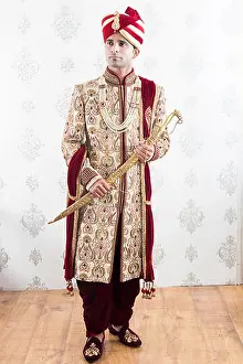 Creative Ideas Prints: One groom wearing Indian Traditional sherwani with Sword wedding Ceremony