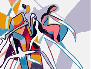 Design Pattern Prints: Group of Abstract Woman Chill. Cubism and Expressionism Painting