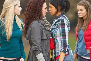 Teenage Prints: Group Of Confrontational Teenager Girls