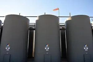 Wyoming Prints: A group of crude oil production storage holding tanks in the Niobrara Shale in Wyoming