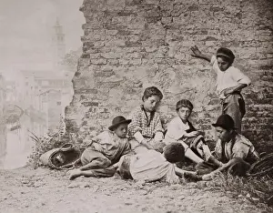 Mischief Prints: Group of Italian street children, Venice, Italy, c.1870's