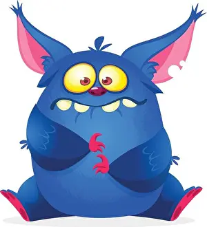 Freak Prints: Grumpy and sad cartoon monster character. Halloween illustration