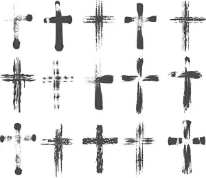 Crucifix Prints: Grunge Christian crosses collection