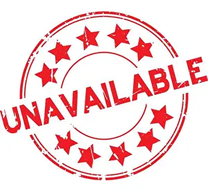 Watermark Prints: Grunge red unavailable word with star icon round rubber stamp on white background