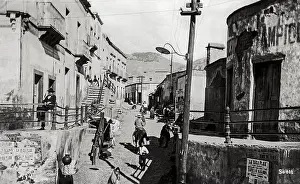 Street Light Prints: Guanajuato, Mexico c. 1900 A scene on Pastita Street in Guanajuato