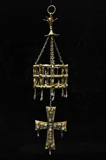 Toledo Prints: Guarrazar Hoard. Votive crown and cross