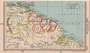 Guianas Prints: The Guianas. British, French Guyana & Suriname. BARTHOLOMEW 1949 old map