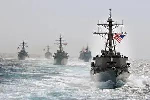 Underway Prints: The guided missile destroyer USS Porter (DDG 78) leads the guided missile destroyers USS McFaul (DDG 74)