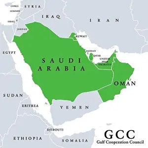 Oman Prints: Gulf Cooperation Council, GCC members map