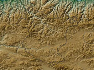 Eurasia Prints: Gumushane, province of Turkiye. Colored elevation map with lakes and rivers