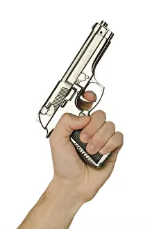 Defend Prints: Gun in the hand on white