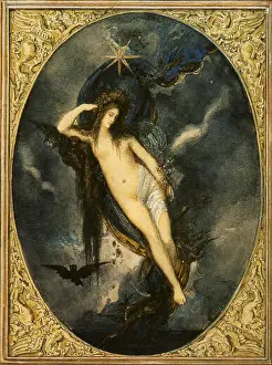 Greek Mythology Prints: Gustave Moreau's Nyx, Night Goddess (1880) portrays the mythical figure of Nyx