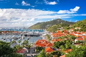 Images Dated 29th December 2016: Gustavia, St. Barths town skyline at the harbor
