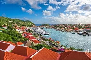 Images Dated 29th December 2016: Gustavia, St. Bart's town skyline at the harbor