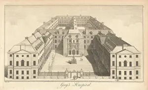 Gray Prints: Guys Hospital by William Henry Toms 1760 old antique vintage print picture