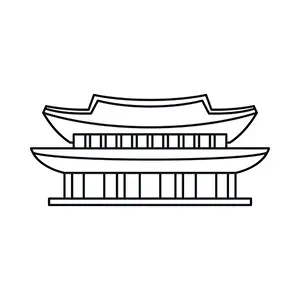 Seoul Prints: Gyeongbokgung palace, Seoul icon, outline style