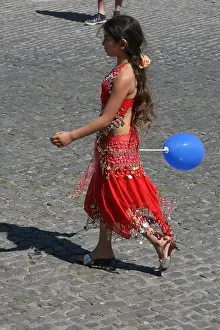 Dress Clothes Prints: gypsy rom girl wearing traditional costume at an event in rome italy