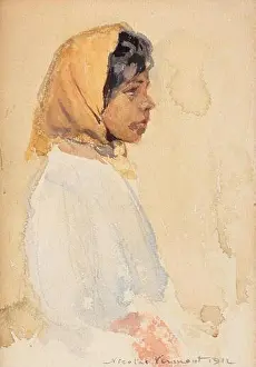 Wallart Prints: Gypsy Woman with Yellow Headscarf 1912 by Nicolae Vermont