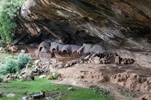 Lesotho Prints: Ha Kome cave houses Pulane Berea district Lesotho Southern Africa