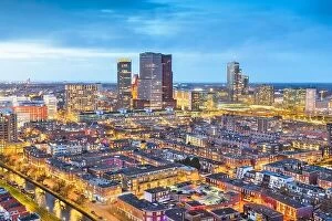 Images Dated 29th February 2020: The Hague, Netherlands city centre skyline at twilight
