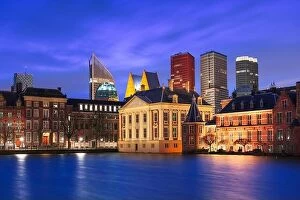 Images Dated 1st March 2020: The Hague, Netherlands cityscape at night