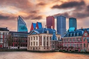 Images Dated 1st March 2020: The Hague, Netherlands cityscape at twilight