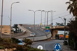 Haifa Israel Prints: Haifa, Israel - March 2, 2023, Interchange near the Bat Galim area. Bridges and roads