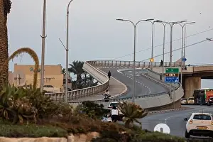 Haifa Israel Prints: Haifa, Israel - March 2, 2023, Interchange near the Bat Galim area. Bridges and roads