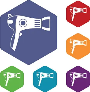 Stylist Prints: Hairdryer icons set