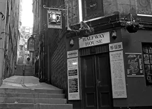 Beers Prints: Halfway House Pub, Fleshmarket Close, Edinburgh City, Scotland, UK in Monochrome