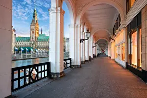 Hamburg, Germany. Cityscape image of Hamburg downtown with City Hall during sunset